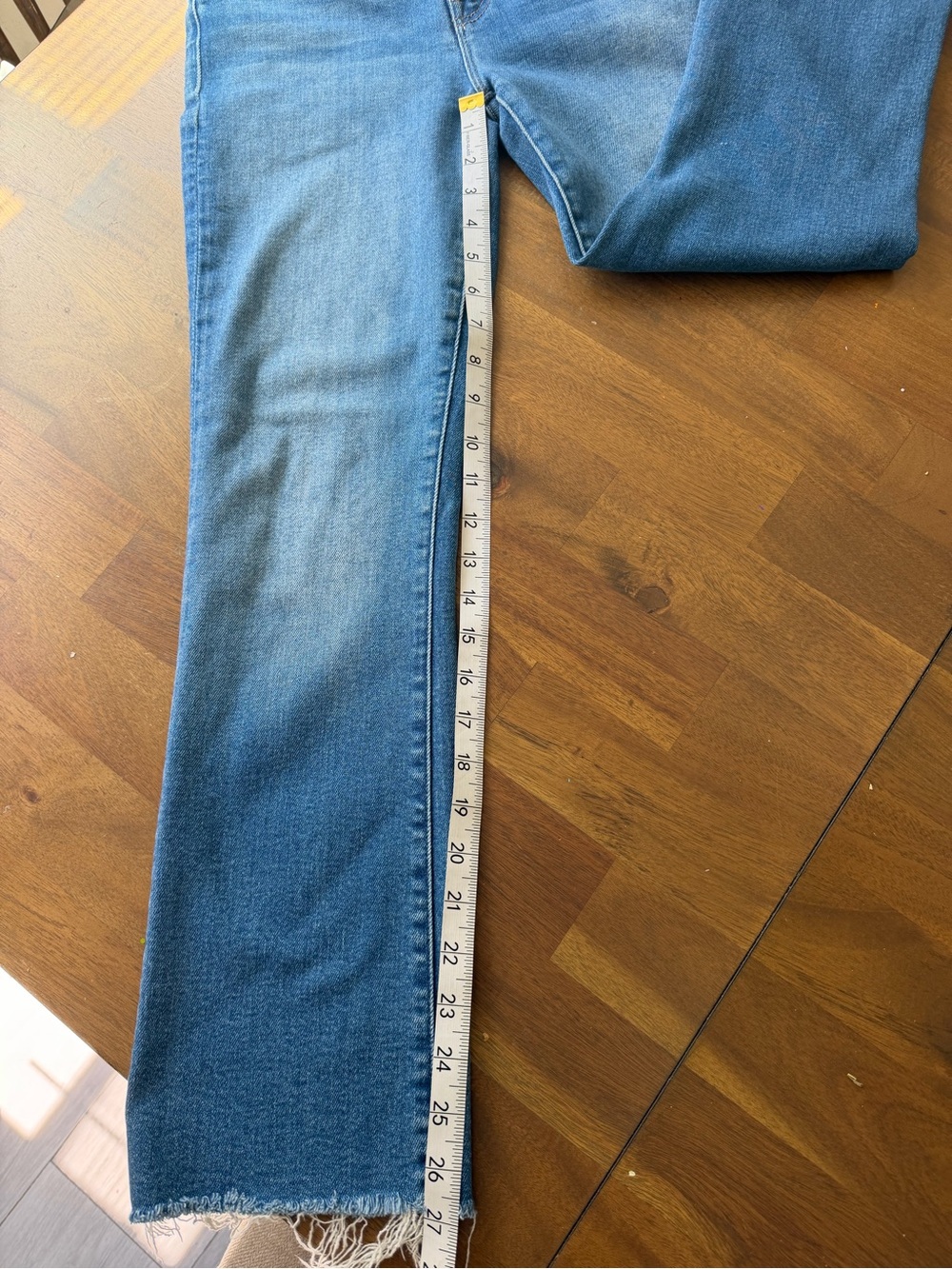 MOTHER Light Blue Ankle Crop Jeans with Frayed Hem - Picture 4 of 10